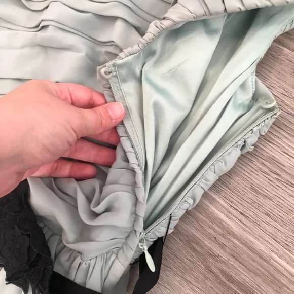 H&M| Pastel Green Chiffon One Shoulder Dress - Picture 5 of 6